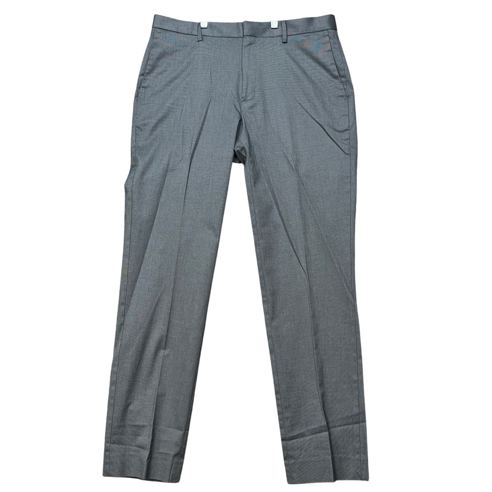 Banana‎ Republic Dress Pants Mens 33x34 Gray Slim Fit Flat Front Stretch Slacks